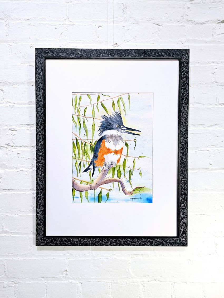 Artwork - Belted Kingfisher in Willows