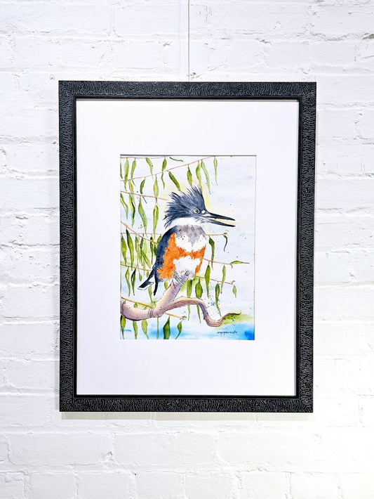 Artwork - Belted Kingfisher in Willows