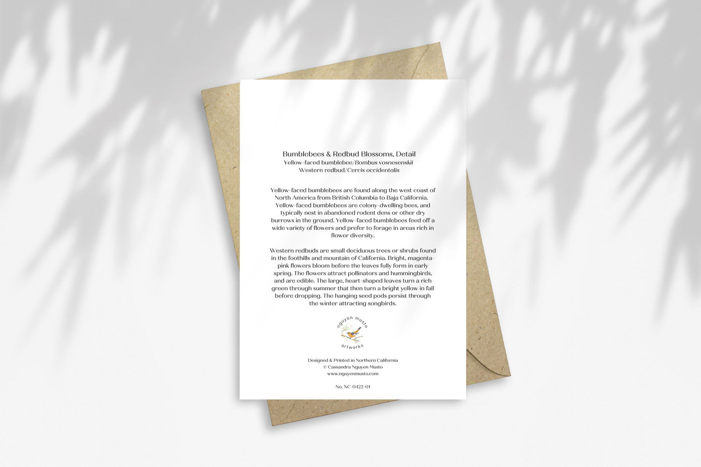 Notecard - Redbud Blossoms & Bee