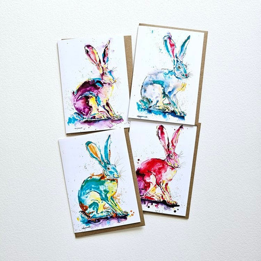 Notecards - Electric Hares, Boxed Set of 8