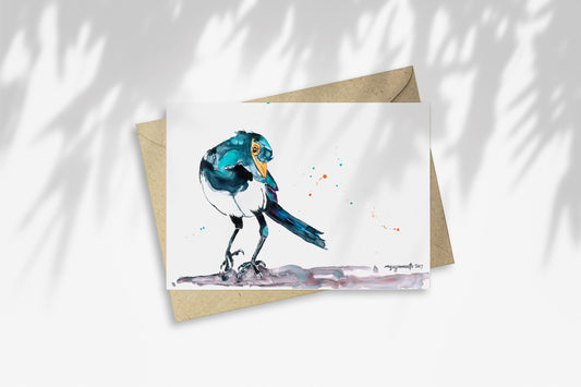 Notecard - Yellow-billed Magpie with Side Eye